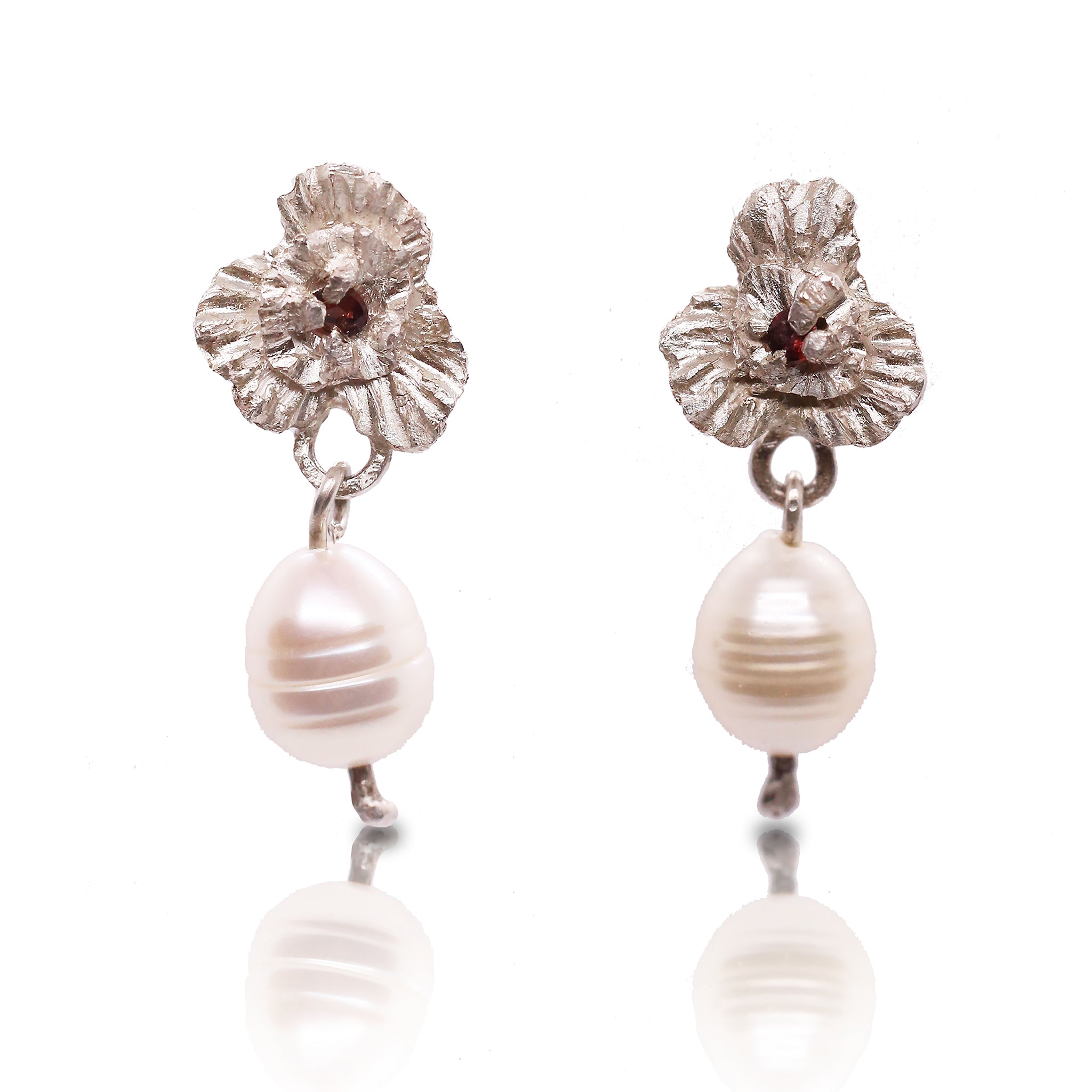 Wild Pansy Earrings withTourmalines and Pearls